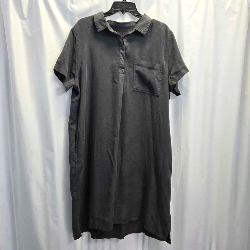 XL GAP Tencel Dress Relaxed Fit Business Knee Length Grey Collar Button Up NWOT